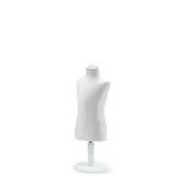 Buste enfant 1 an tissu blanc pied court bois H 33 cm - Bustes enfants