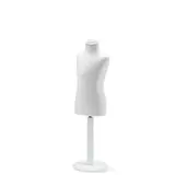 Buste enfant 3/4 ans tissu blanc pied rond bois H 46 cm - Bustes enfants