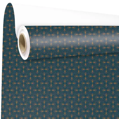 Papier cadeau bleu pétrole / cuivre Wendy 70cmx50m 60g/m² - Papier cadeaux couchés à motifs-2