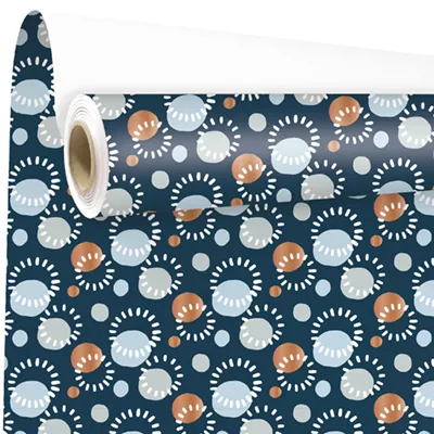 Papier cadeau Mathilde bleu motifs festifs 70 cm x 100 m 60 g/m² - Le rouleau - Papier cadeaux couchés à motifs-2