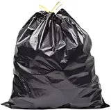 Sac poubelle 50 litres PEBD avec lien coulissant - Sac poubelle professionnel - Noir - Rouleau de 25