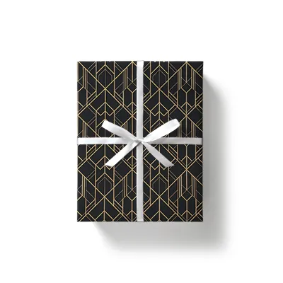 Papier cadeau Art Grafik couché blanc 70 cm x 25 m, noir / or, 80 g/m² - Papier cadeaux couchés à motifs-3