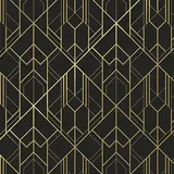 Papier cadeau Art Grafik couché blanc 30 cm x 50 m, noir / or, 80 g/m² - Papier cadeaux couchés à motifs