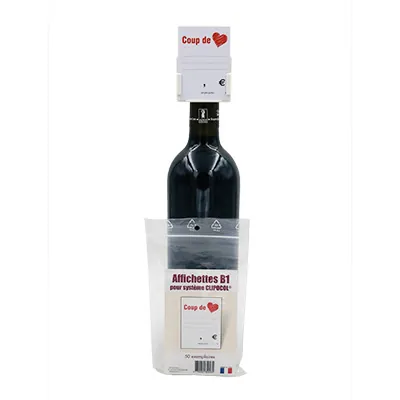 Porte-étiquette bouteille pour infos / prix Coup de coeur 47,8 x 65 mm - Étiquette pour goulot bouteille de vin - Lot de 50 - Porte-étiquettes bouteilles, Ardoises de cave