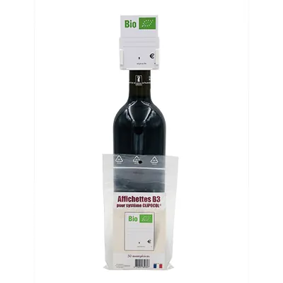 Porte-étiquette bouteille pour infos / prix Vin Bio 47,8 x 65 mm - Étiquette pour goulot bouteille de vin - Lot de 50 - Porte-étiquettes bouteilles, Ardoises de cave