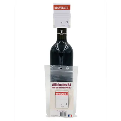 Porte-étiquette bouteille pour infos / prix Nouveauté 47,8 x 65 mm - Étiquette pour goulot bouteille de vin - Lot de 50 - Porte-étiquettes bouteilles, Ardoises de cave