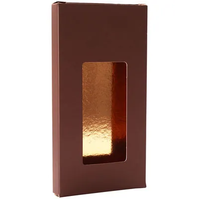 Étui pour tablette de chocolat carton moka/or 16 x 8 x 1,5 cm - Paquet de 25 - Pochettes, étuis & valisettes