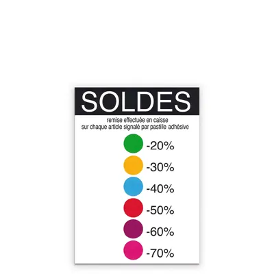 Affiche Soldes avec code couleurs 14,8 x 21 cm - Lot de 10 - Affiches Promo, Affiches prix
