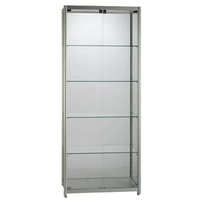 Vitrine d'exposition aluminium verre sécurisé 4 tablettes 80 x 40 x 198 cm - Meuble vitrine - Vitrines Verre & Aluminium