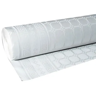 Nappe damassée déperlante - Nappe jetable - Nappe papier - Blanc - Rouleau de 1,18 x 100 m - Nappes papier, Nappes jetables