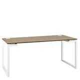 Bureau droit Sunday 160 x 80 x H 73 cm plateau aspect chêne pieds acier laqué - Bureaux, Tables de travail