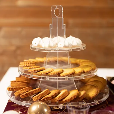 Serviteur à gâteaux 3 niveaux transparent Ø 34 x 29 cm plastique - Présentoir pour buffet - Cloches à gâteaux, Présentoirs gâteaux-2