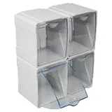 Bac plastique 1 tiroir basculant 12 x 12 x 14,2 cm transparent / blanc - Blocs tiroirs