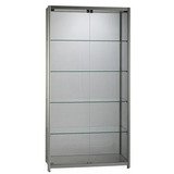 Vitrine d'exposition aluminium verre sécurisé 4 tablettes 100 x 40 x 198 cm - Meuble vitrine