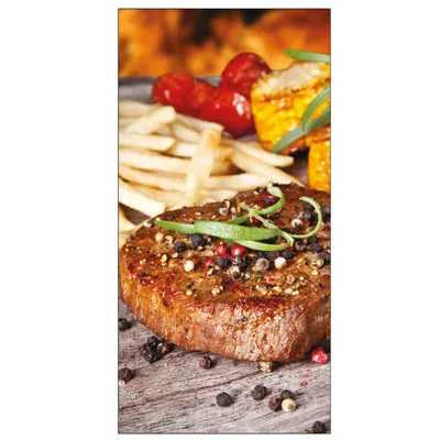 Sticker alimentaire Menu Steak Frites 25 x 12,5 cm - Autocollant fast food - Autocollant steak frites - Stickers Alimentaires