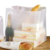 Sac translucide poignées souples 22 x 21 x 40 cm polyéthylène - Sac traiteur - Lot de 25 - Sacs vente à emporter