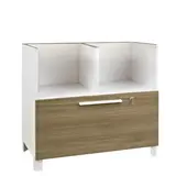 Rangement bas Sunday 2 cases + 1 tiroir 80 x 42 x H 59 cm - Armoire mi-haute - Blanc / Chêne - Caissons de bureau, Armoires de bureau