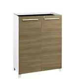 Armoire mi-hauteur Sunday avec portes battantes 80 x 42 x H 114 cm - Blanc / Chêne - Caissons de bureau, Armoires de bureau