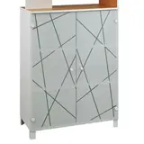 Armoire mi-hauteur Sunday avec portes battantes vitrées 80 x 42 x H 114 cm - Blanc graphic - Caissons de bureau, Armoires de bureau