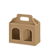 Valisette carton 2 pots kraft ondulé 17 x 8 x 12 cm - Paquet de 10 - Pochettes, étuis & valisettes
