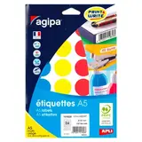 Pastille adhésive permanente couleurs assorties ø 30 mm Agipa - Pastille de signalisation - Étui de 168 - Étiquettes adhésives Soldes