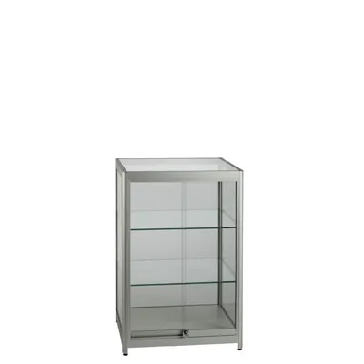 Vitrine comptoir aluminium et verre sécurisé 2 tablettes 60 x 50 x 94 cm - Vitrine d’exposition - Vitrines Aluminium