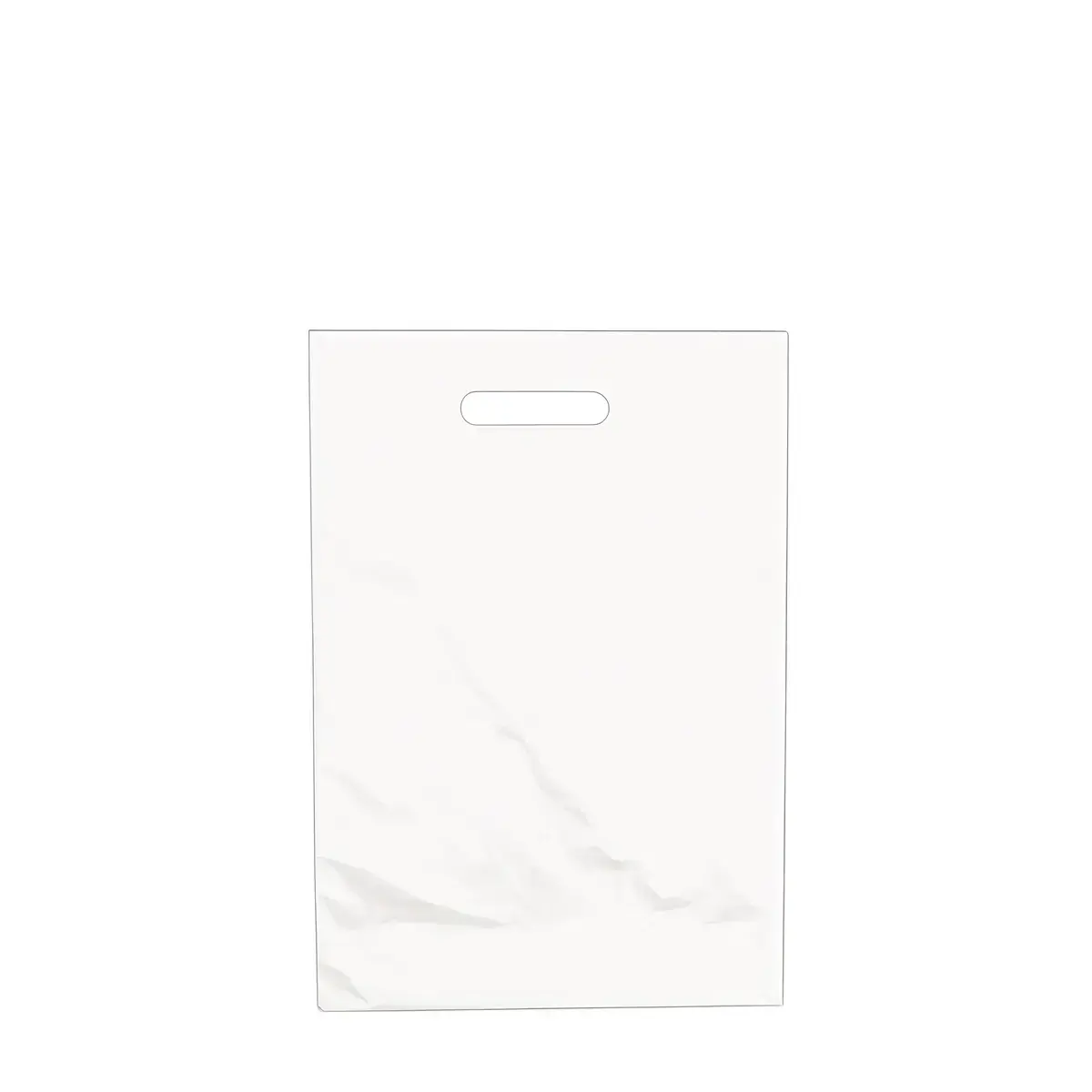 Sac plastique poignées découpées renforcées PEBD 55µ 25 x 38 x 4 cm - Blanc - Lot de 100 - Sacs plastique unis, poignées découpées