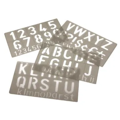 Trace-lettres, lettres minuscules & majuscules et chiffres 50 mm - Pochoir lettres A-Z & chiffres 0-9 - Mètres ruban, Règles plates, Traces-lettres