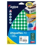 Pastille adhésive permanente Verte ø 15 mm Agipa - Pastille de signalisation - Étui de 960 - Gommettes de couleur