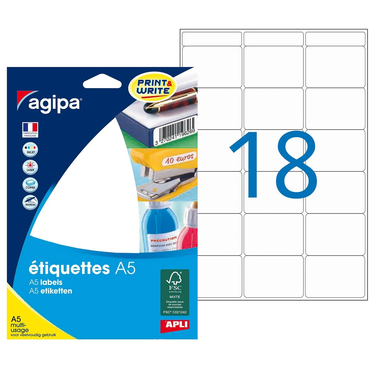 Étiquettes adhésives multi-usages permanentes - Étiquettes adhésives neutres-2