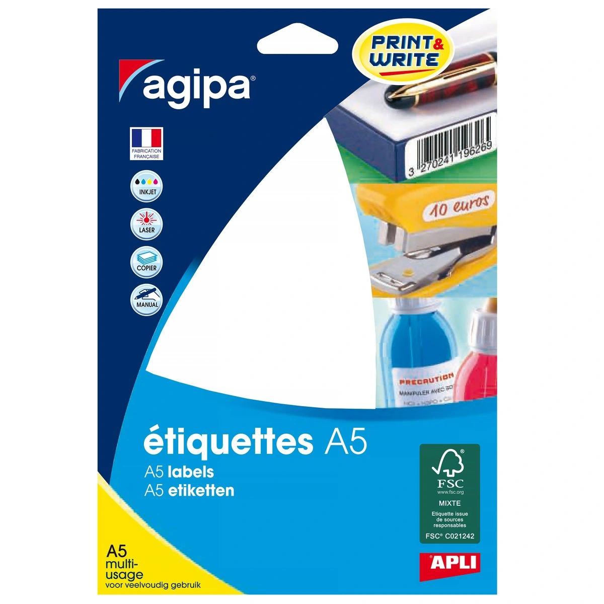 Étiquettes adhésives multi-usages permanentes - Étiquettes adhésives neutres