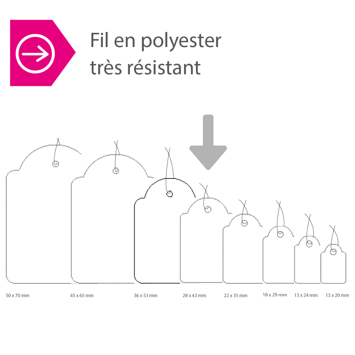 Étiquette américaine avec fil 28 x 43 mm Apli – Étiquette bijouterie - Blanc - Boîte de 500 - Étiquettes bijoux-3