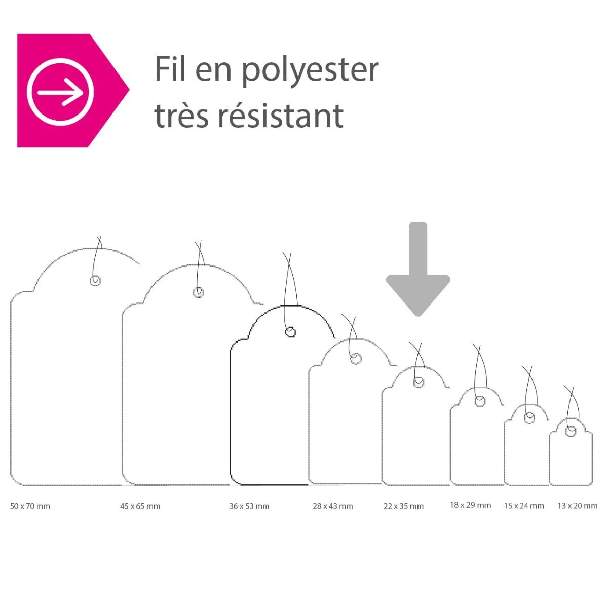Étiquette américaine avec fil 22 x 35 mm Apli – Étiquette bijouterie - Blanc - Boîte de 500 - Étiquettes bijoux-3