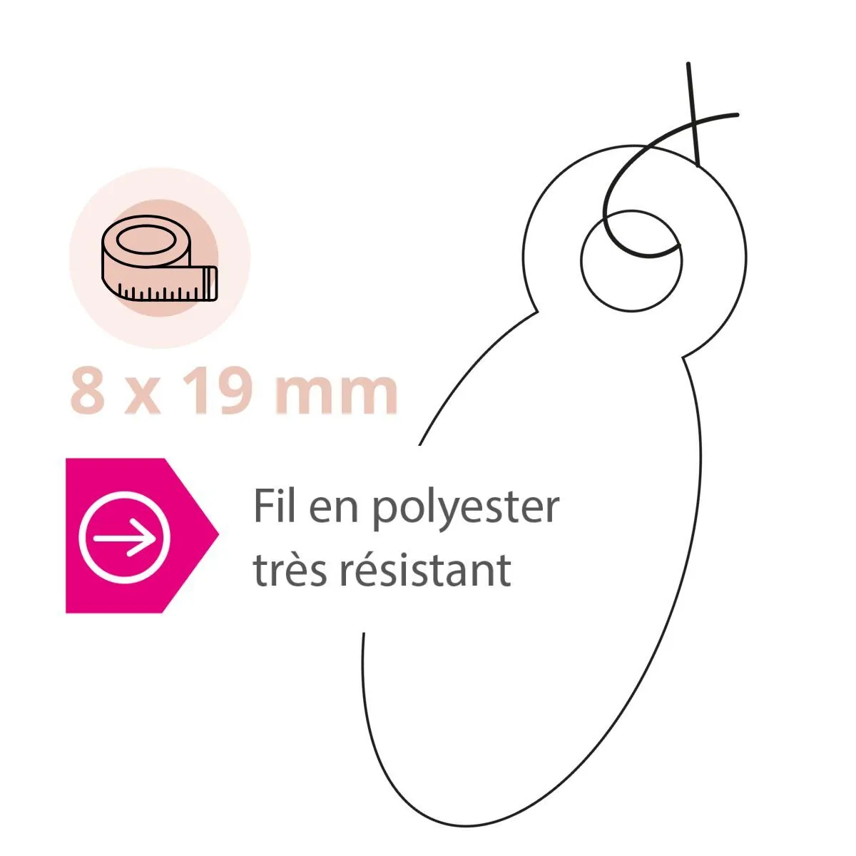 Étiquette américaine avec fil ovale 8 x 19 mm Apli – Étiquette bijouterie - Blanc - Boîte de 1000 - Étiquettes bijoux-2