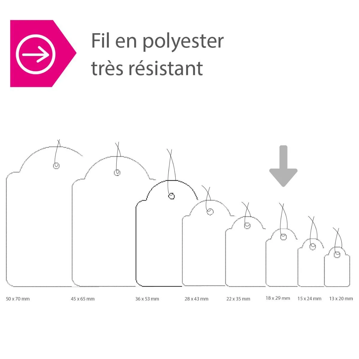 Étiquette américaine avec fil 18 x 29 mm Apli – Étiquette bijouterie - Blanc - Boîte de 1000 - Étiquettes bijoux-3