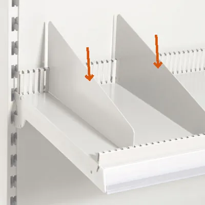 Séparateur pour tablette métallique 37 x 15 cm - Séparateur rayonnage - Diviseur tôle - Blanc - Ligne Store blanc pas de 25 mm-2