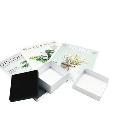 Écrin bijou plat pour Parure & Bracelet carton gaufré Blanc 7,5 x 7,5 x 3,5 cm insert velours - Boite bijoux – Lot de 20 - Écrins à bijoux, Coffrets à bijoux-3