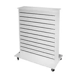 Gondole centrale double face rainurée sur roulette 114,5 x 60 x 133 cm Duo - Blanc - Meubles rainurés
