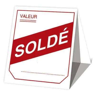 Étiquette chevalet SOLDÉ 54 x 120 mm - Etiquette Soldes - Lot de 1000 - Étiquettes chevalets