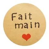 Étiquette adhésive Fait Main ø 35 mm kraft - Paquet de 600 - Étiquettes cadeaux adhésives