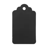 Étiquette américaine dentelée à trou kraft noir 4 x 7 cm – Paquet de 500