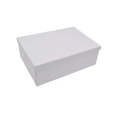 Boîte cadeau pliable à couvercle amovible blanche 29x22x10 cm - Lot de 4 - Boites cadeaux carton pliables-2
