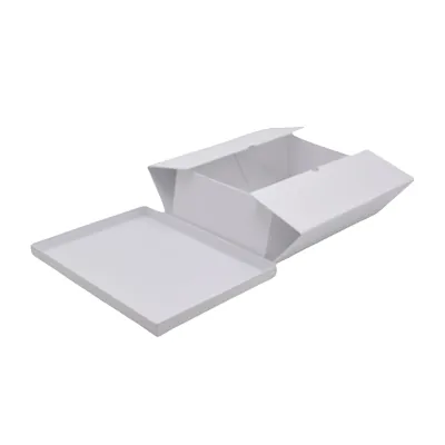 Boîte cadeau pliable à couvercle amovible blanche 29x22x10 cm - Lot de 4 - Boites cadeaux carton pliables-3