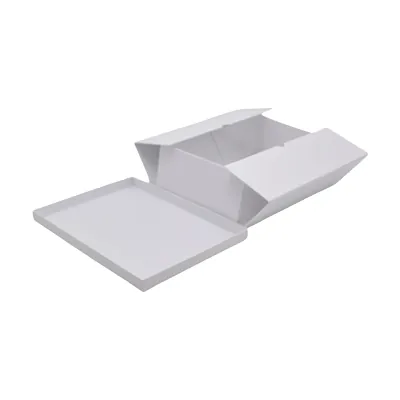 Boîtes cadeaux pliables blanches couvercle amovible 39+28x13,5 cm 1300g/m² – Paquet de 4 - Boites cadeaux carton pliables-3