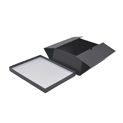 Boîte cadeau pliable à couvercle amovible noire 29x22x10 cm - Lot de 4 - Boites cadeaux carton pliables-2
