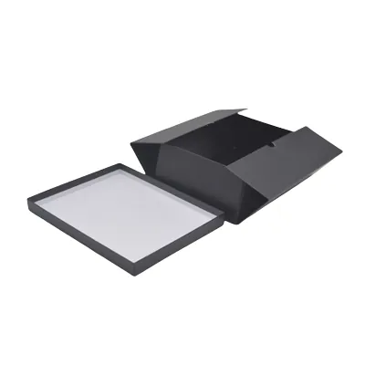 Boîte cadeau pliable à couvercle amovible noire 29x22x10 cm - Lot de 4 - Boites cadeaux carton pliables-3