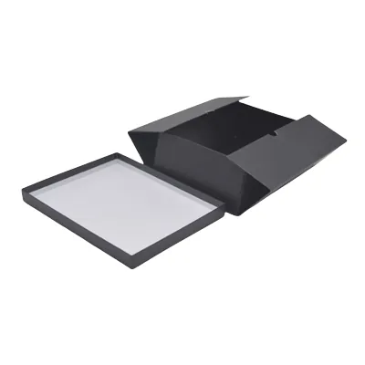 Boîte cadeau pliable à couvercle amovible noire 34x25x12 cm - Lot de 4 - Boites cadeaux carton pliables-3