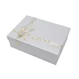 Boîte cloche blanche texturée nœud or 29 x 21 x 9,5 cm – Paquet de 4 - Boites cloches