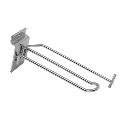Broche double pour panneau rainuré avec tige porte-étiquette ø 5 mm x L 15 cm - Tige double - Métal - Chromé - Lot de 10 - Broches doubles pour panneaux rainurés