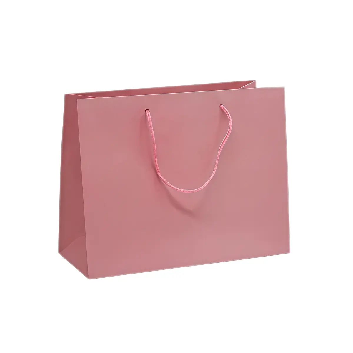 Sac pelliculé rose poudré poignées cordelette 22,9 x 9,8 x 17,8 cm 157g – Paquet de 20 - Sacs pelliculés poignées cordelette